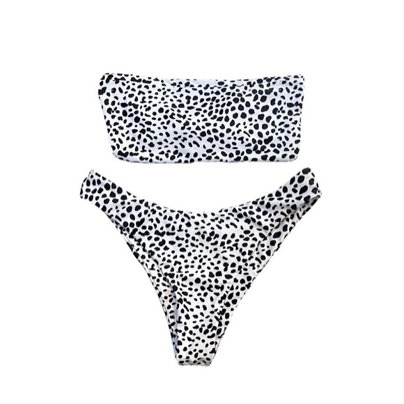Zaful Other - ZAFUL — BLACK & WHITE SPECKLED STRAPLESS BIKINI, BRAND NEW, SIZE US SMALL (US 4)